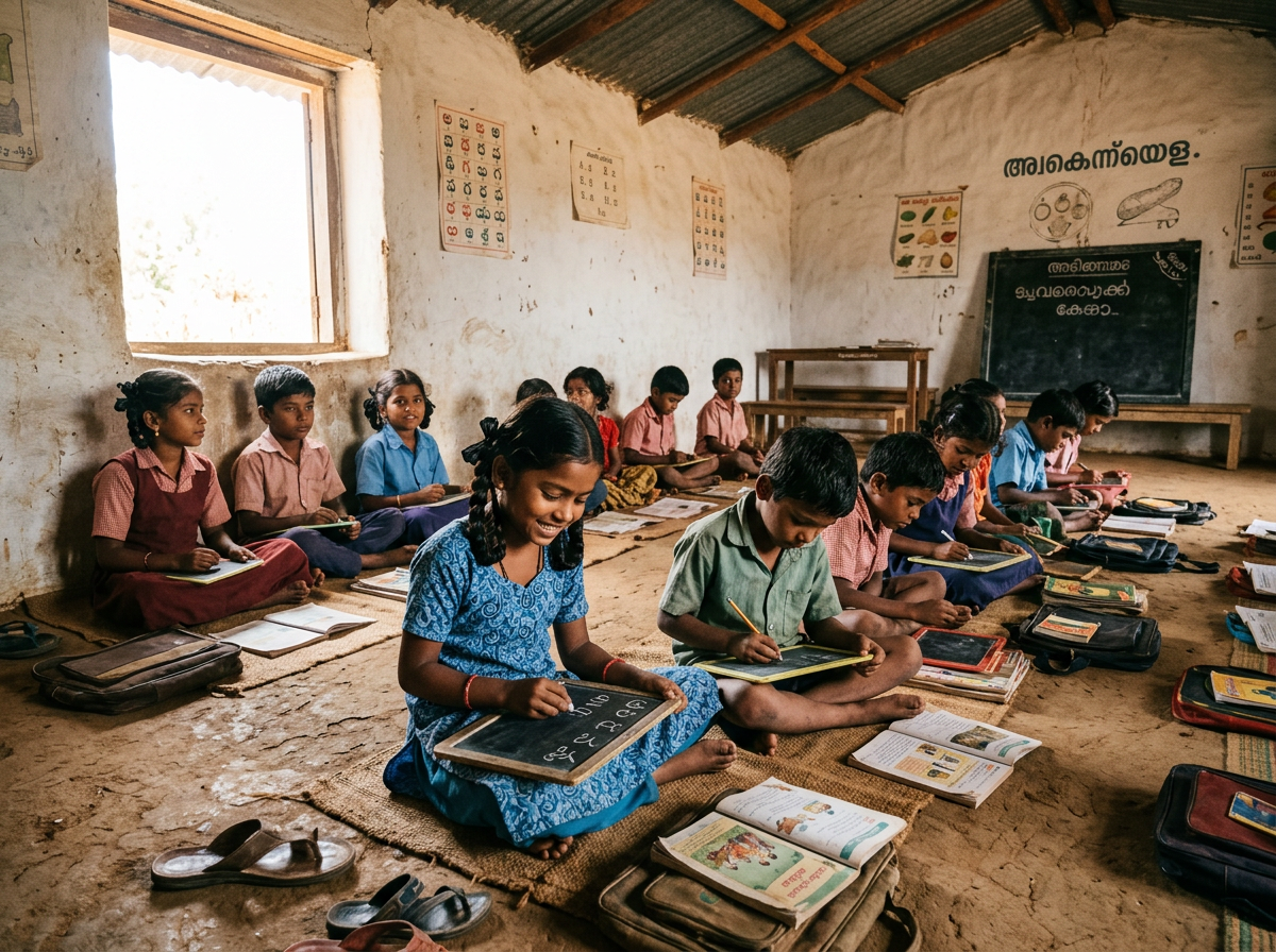 School children in a classroom in rural India